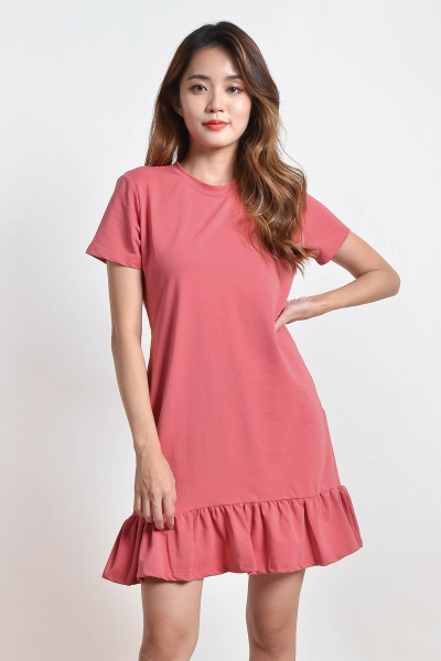 Earnestine Ruffle Easy Dress - Rose