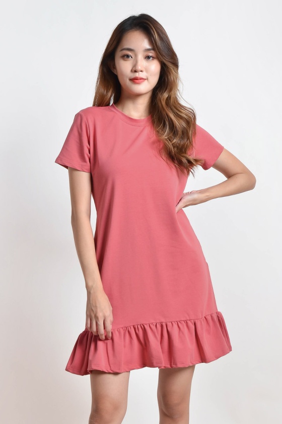 Earnestine Ruffle Easy Dress - Rose