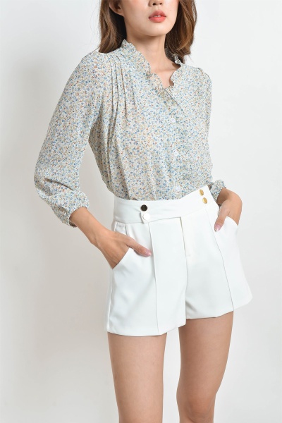 Nanette Button Shorts - White