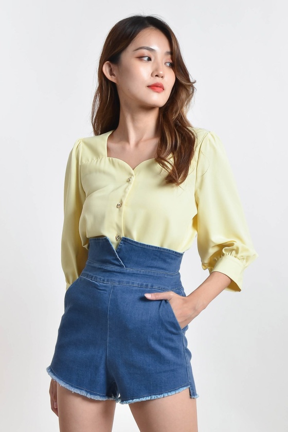 Claudia Square Neck Shirt - Yellow