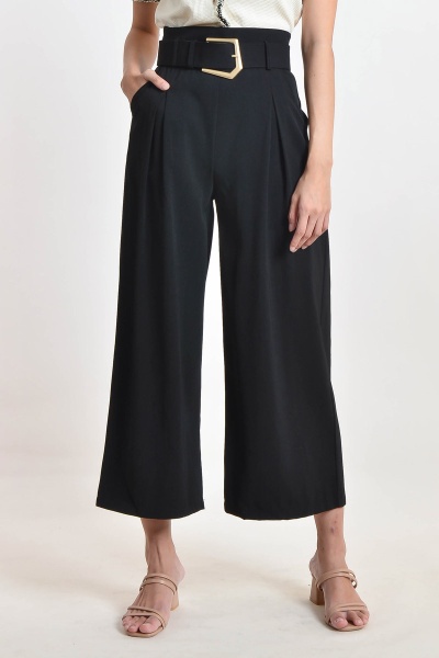 Debera Palazzo Pants with Belt - Black