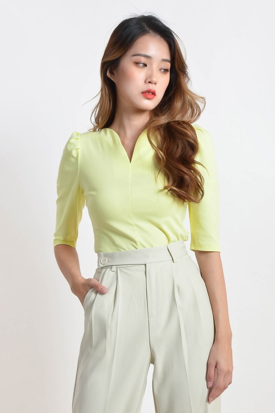 Amy Puff Sleeve Top - Yellow