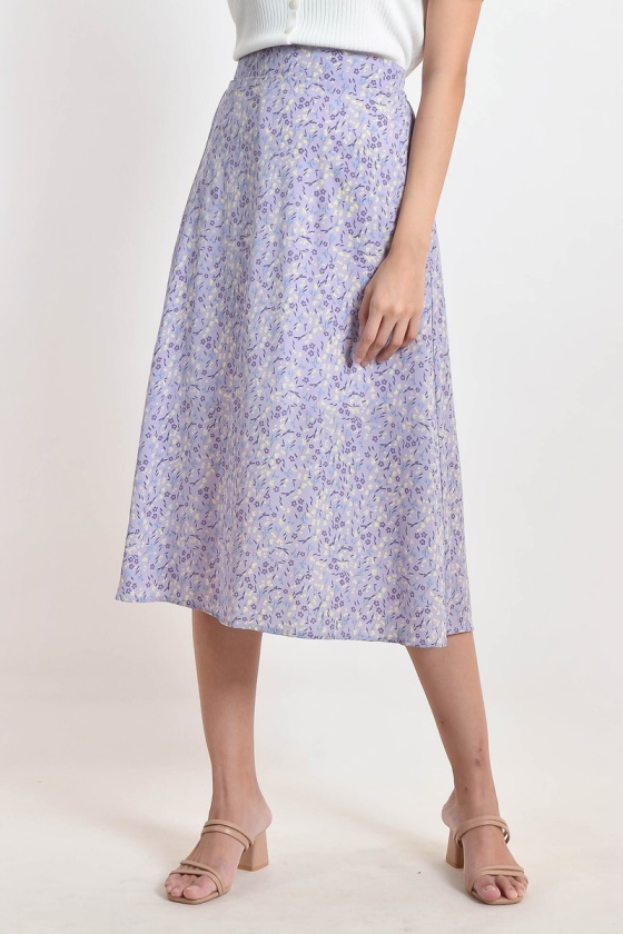 Alysa Floral Midi Skirt - Purple