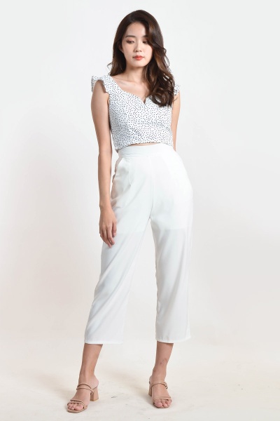 Alesha Polka Dot Two Piece Suit - White