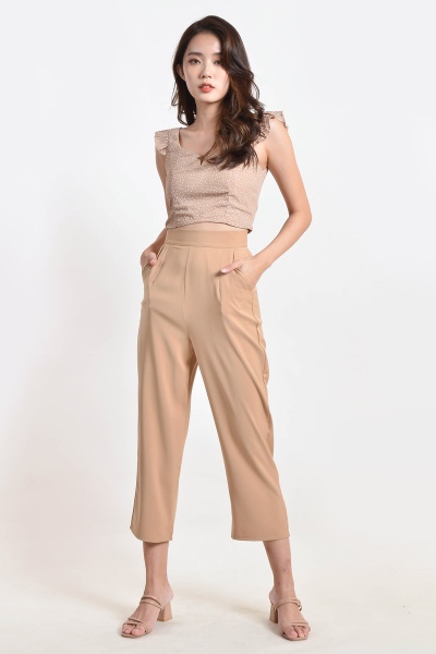 Alesha Polka Dot Two Piece Suit - Brown