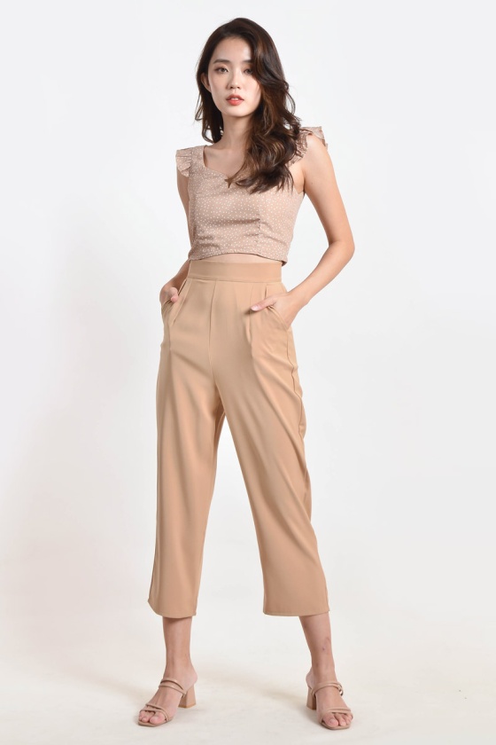 Alesha Polka Dot Two Piece Suit - Brown