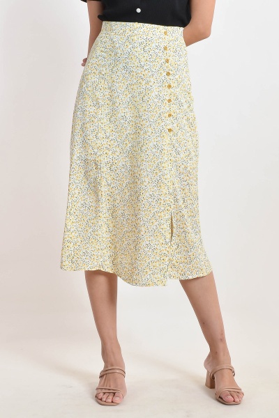 Una Floral Slit Skirt