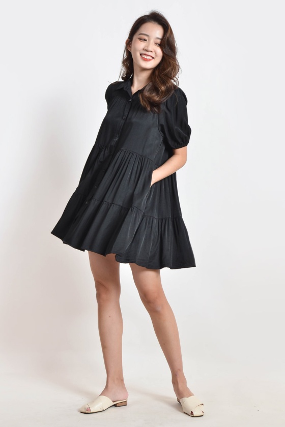 Carlee Babydoll Dress - Black