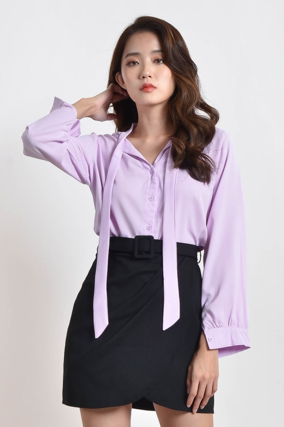 Laureen Bow Shirt - Purple