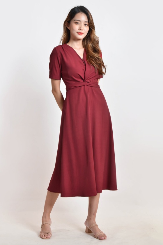 Pana Knotted Dress - Wine