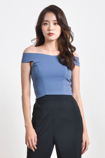 Annabel Off Shoulder Top - Blue