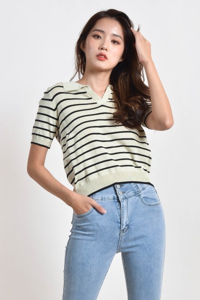 Kiyoko Stripe Top - Beige